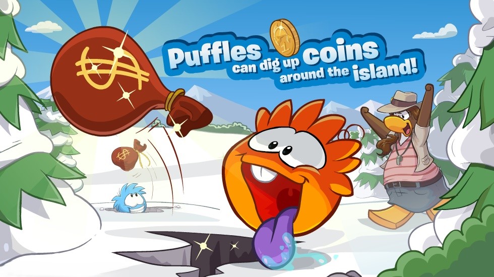 Members' puffles can discover treasures!